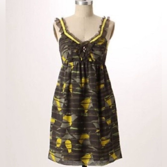 Anthropologie Size Small Hero & Leander Green Silk Dress - Picture 13 of 13